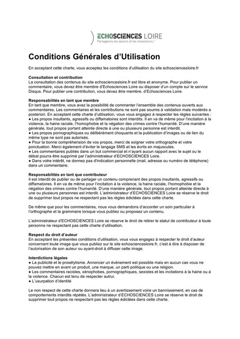 CONDITIONS GENERALES D’UTILISATION DES 